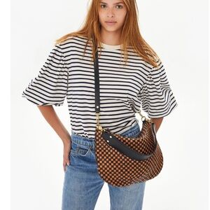 Clare V NWT Black Tan Checkered Moyen Bag.